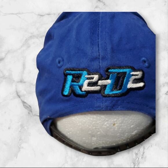 Star Wars R2D2 Youth OSFM Strapback Cap Hat Droid White Blue - Picture 7 of 12